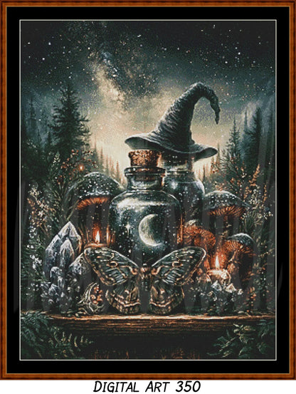 Witch's Shelf - Earth (Digital Art) Cross Stitch Pattern PDF Bundle