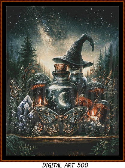 Witch's Shelf - Earth (Digital Art) Cross Stitch Pattern PDF Bundle