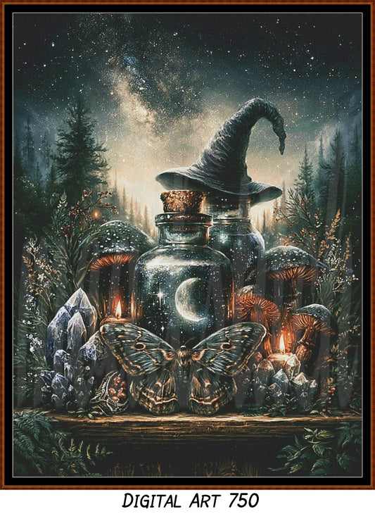 Witch's Shelf - Earth (Digital Art) Cross Stitch Pattern PDF Bundle