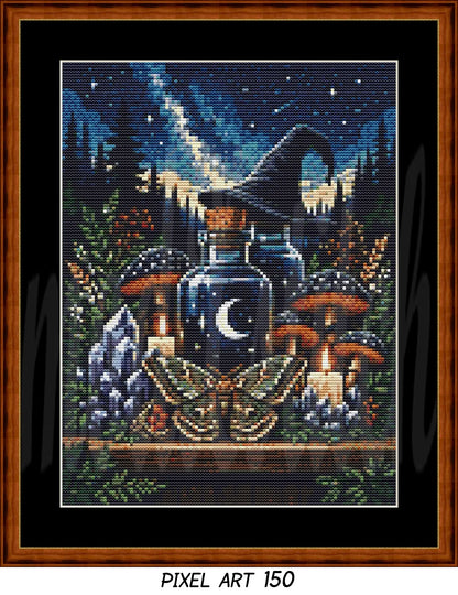 Witch's Shelf - Earth (Pixel Art) Cross Stitch Pattern PDF Bundle