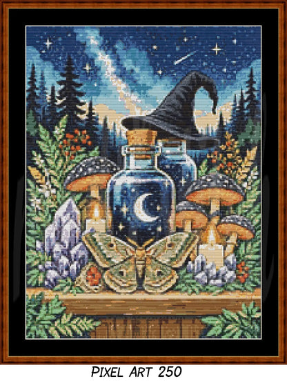 Witch's Shelf - Earth (Pixel Art) Cross Stitch Pattern PDF Bundle