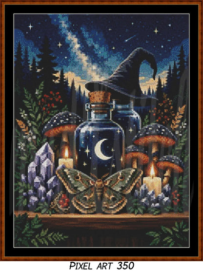 Witch's Shelf - Earth (Pixel Art) Cross Stitch Pattern PDF Bundle