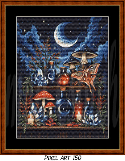 Witch's Shelf - Fire (Pixel Art) Cross Stitch Pattern PDF Bundle