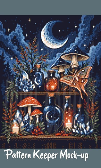 Witch's Shelf - Fire Cross Stitch Pattern | Modern Illustrative Series (150/250/350 Size Bundle)