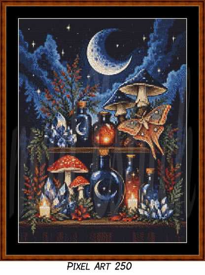 Witch's Shelf - Fire (Pixel Art) Cross Stitch Pattern PDF Bundle