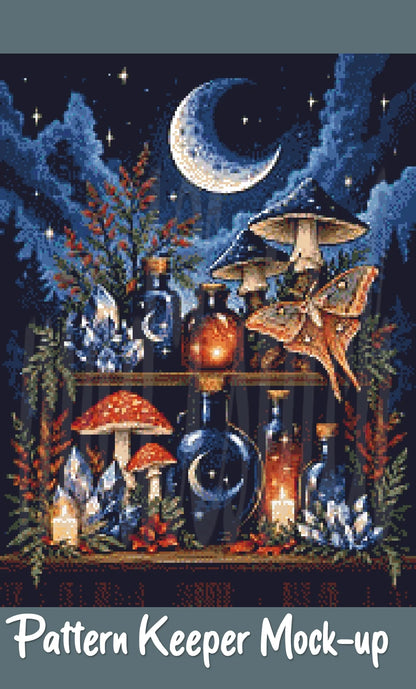 Witch's Shelf - Fire Cross Stitch Pattern | Modern Illustrative Series (150/250/350 Size Bundle)