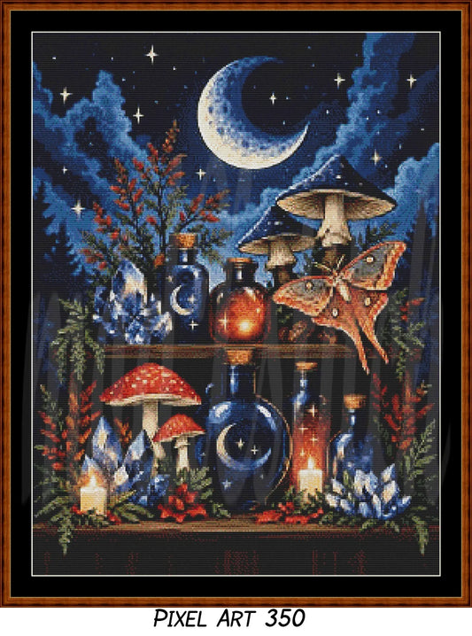 Witch's Shelf - Fire (Pixel Art) Cross Stitch Pattern PDF Bundle
