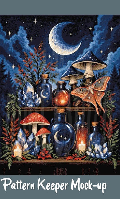 Witch's Shelf - Fire Cross Stitch Pattern | Modern Illustrative Series (150/250/350 Size Bundle)