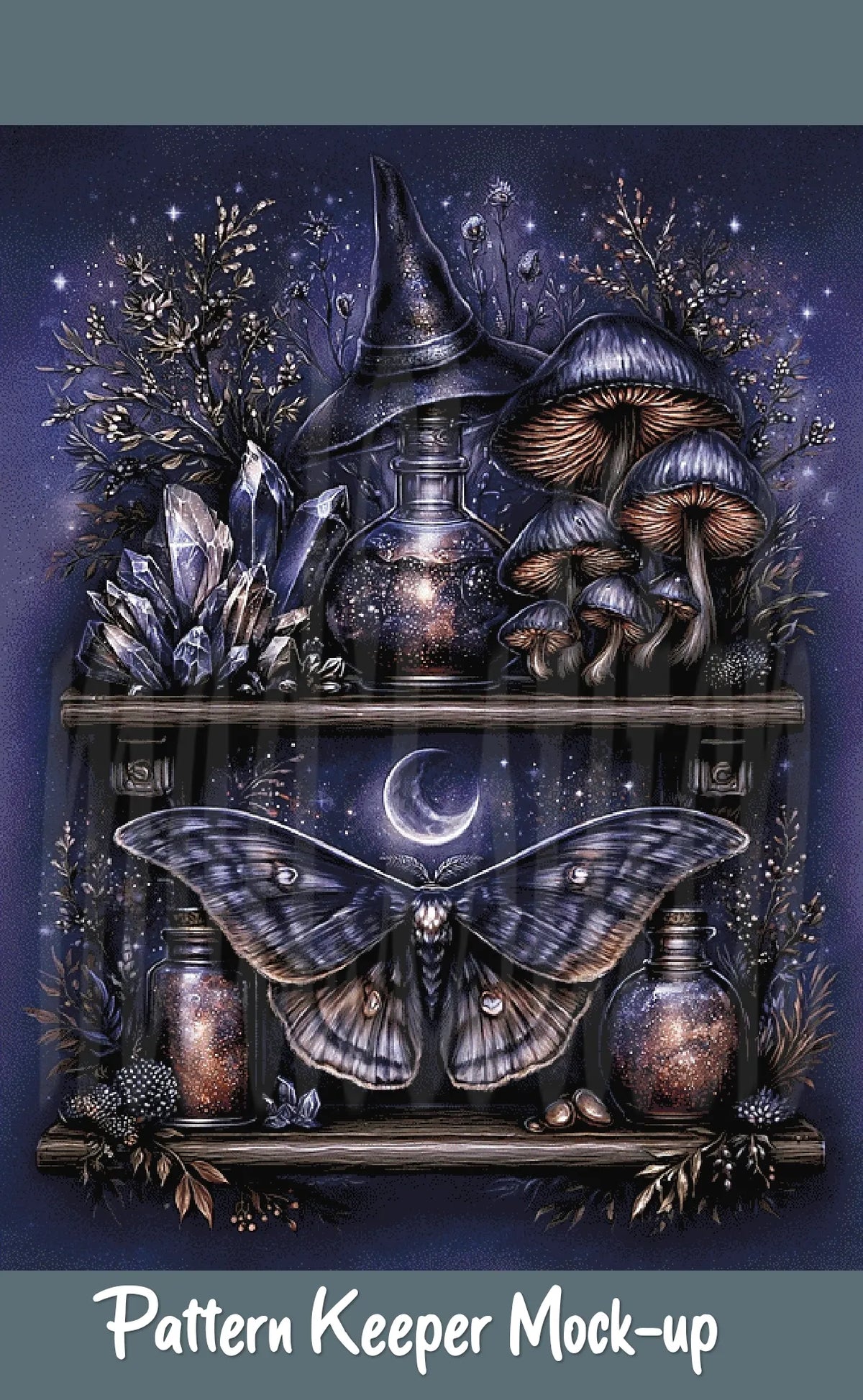 Witch's Shelf - Spirit Cross Stitch Pattern | Full Coverage Fine Art Chart PDF Bundle