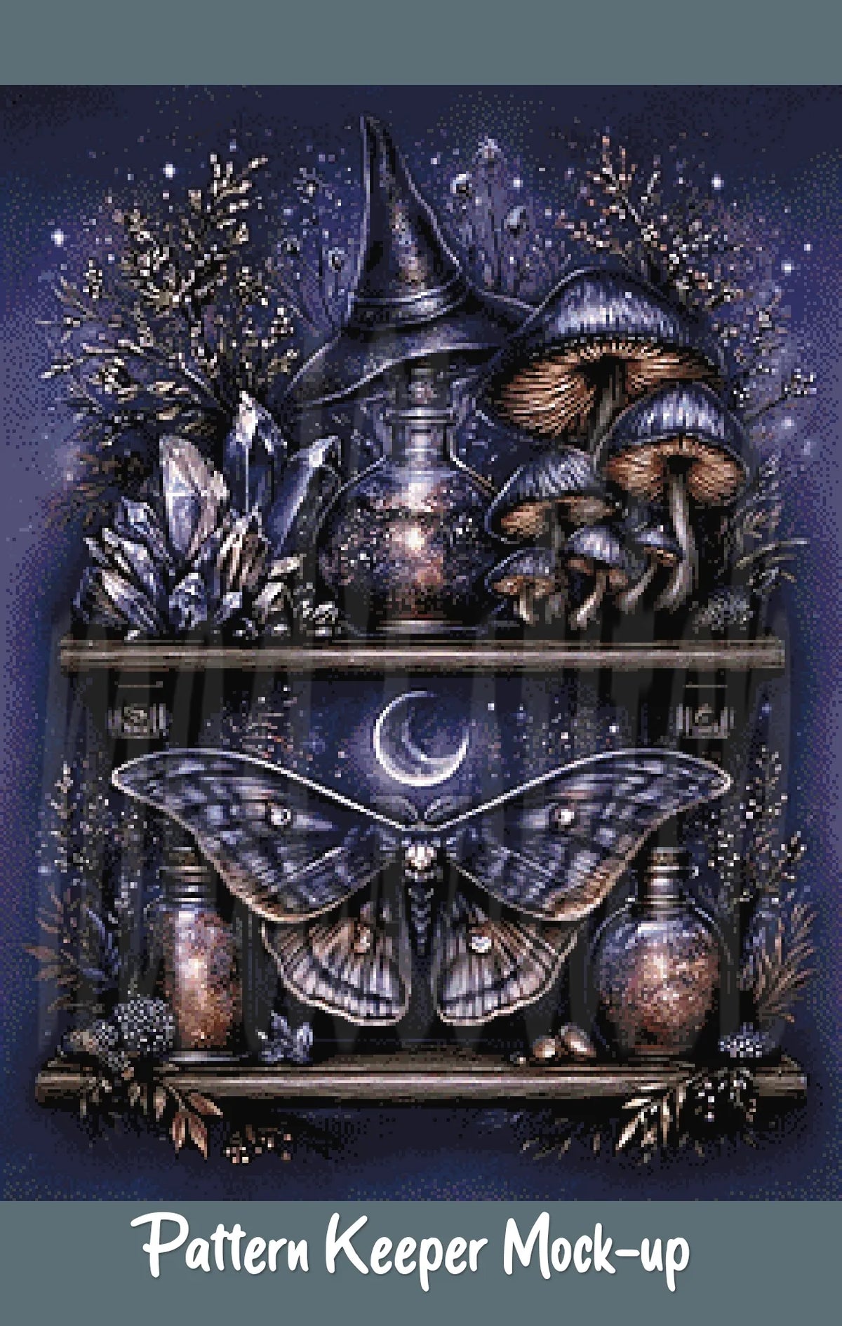 Witch's Shelf - Spirit Cross Stitch Pattern | Full Coverage Fine Art Chart PDF Bundle