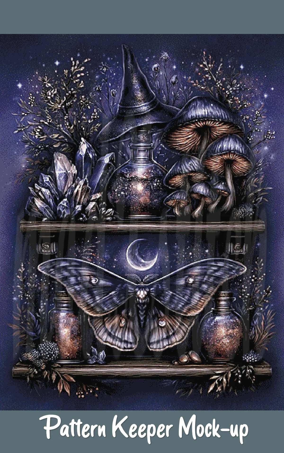 Witch's Shelf - Spirit Cross Stitch Pattern | Full Coverage Fine Art Chart PDF Bundle