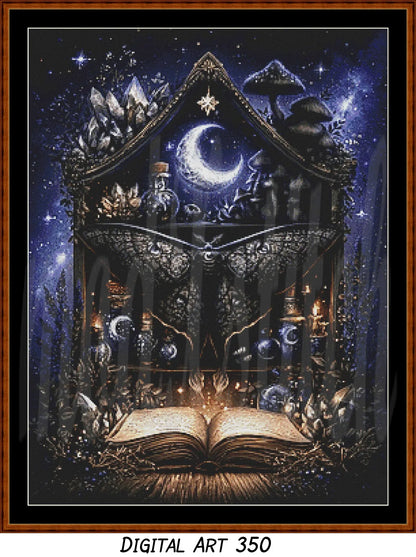 Witch's Shelf - Water (Digital Art) Cross Stitch Pattern PDF Bundle