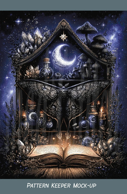 Witch's Shelf - Water Cross Stitch Pattern | Full Coverage Fine Art Chart PDF Bundle