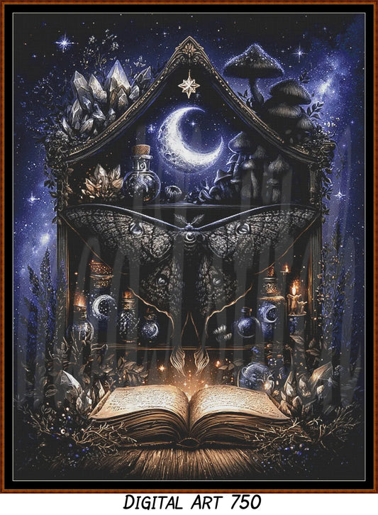 Witch's Shelf - Water (Digital Art) Cross Stitch Pattern PDF Bundle