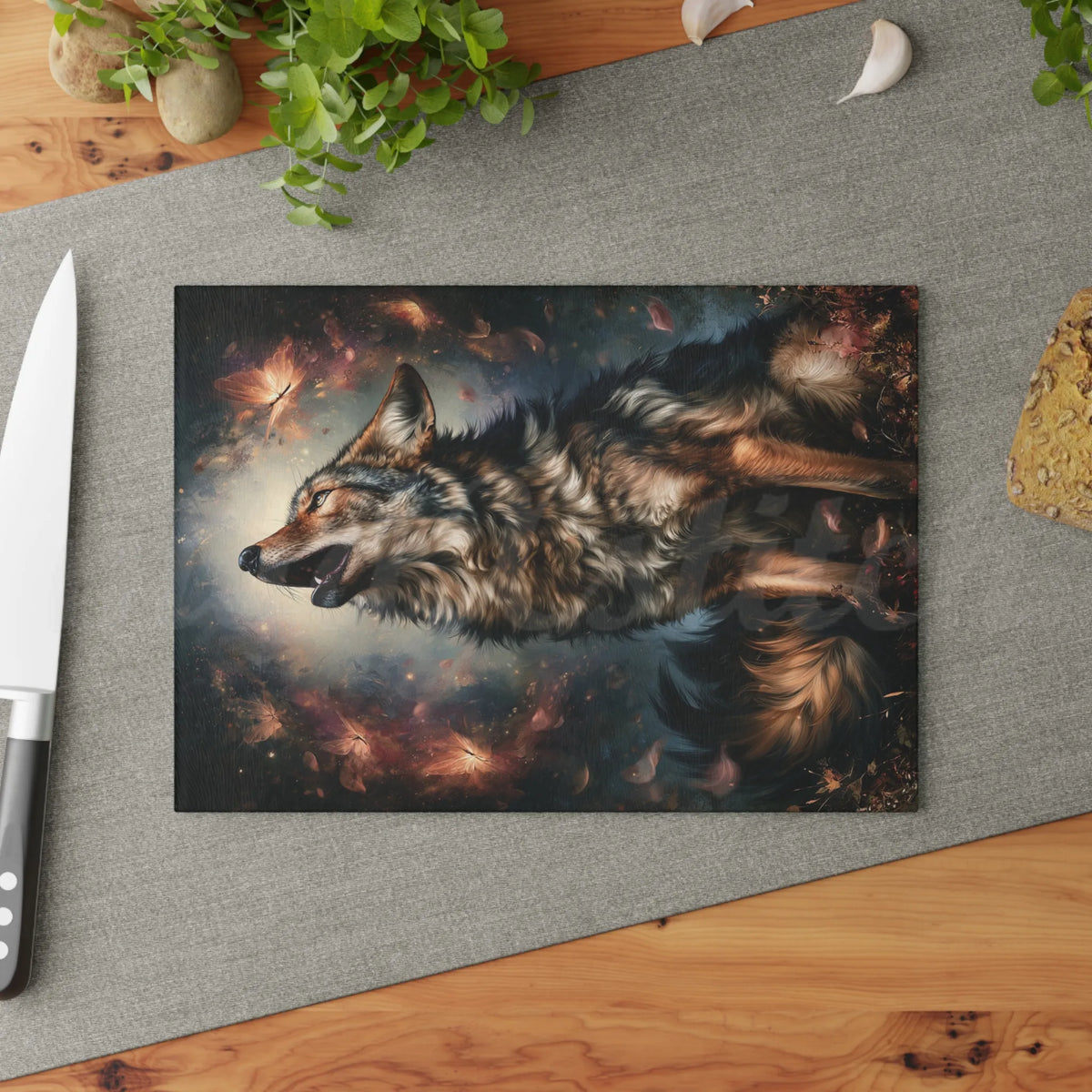 Wolf of Autumn - Tempered Glass Cutting Board
