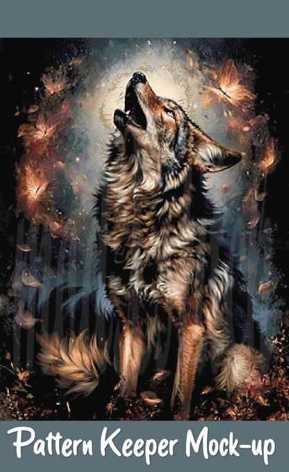 Wolf of Autumn Cross Stitch Pattern | Full Coverage Fine Art Chart PDF Bundle
