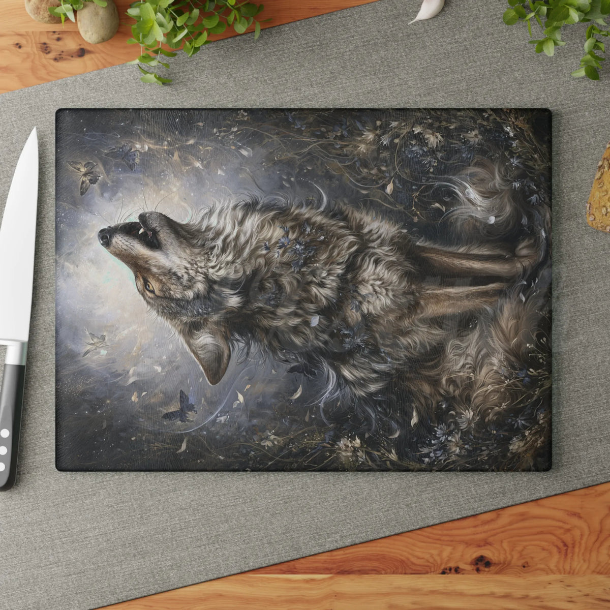 Wolf of Spring - Tempered Glass Cutting Board