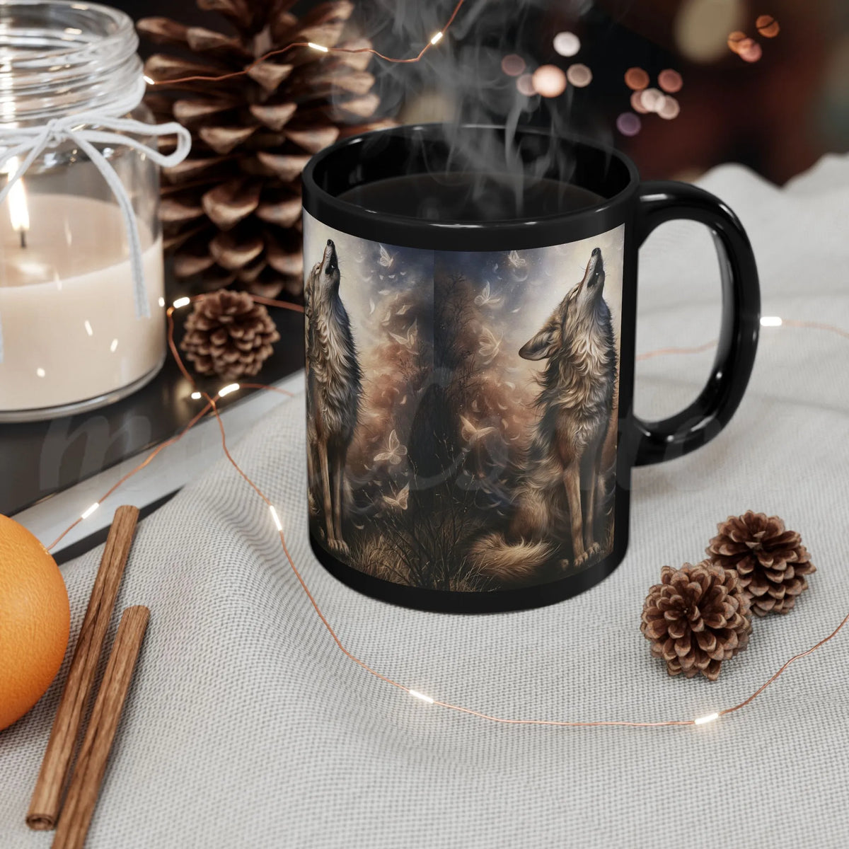 Wolf of Summer - Black Ceramic Mug