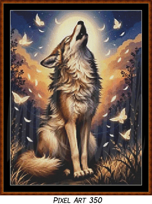 Wolf of Summer Cross Stitch Pattern | Modern Illustrative Series (150/250/350 Size Bundle)