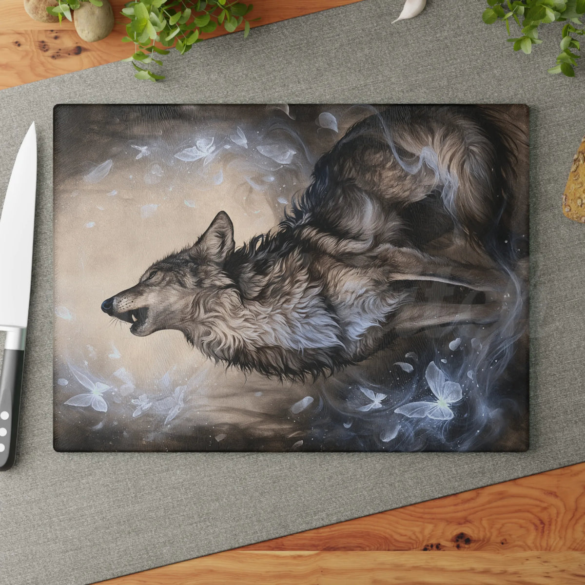 Wolf of Winter - Tempered Glass Cutting Board