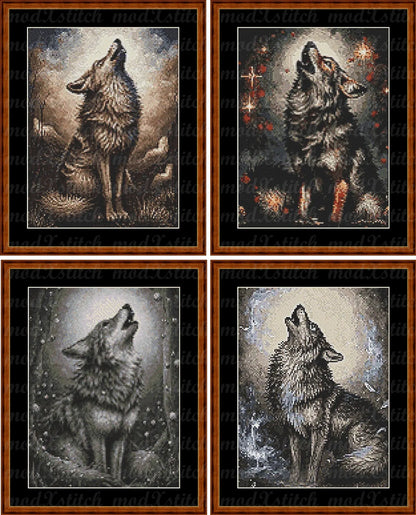 Weekend Stitch Collection - 4 Wolves of the Seasons Cross Stitch Pattern PDFs